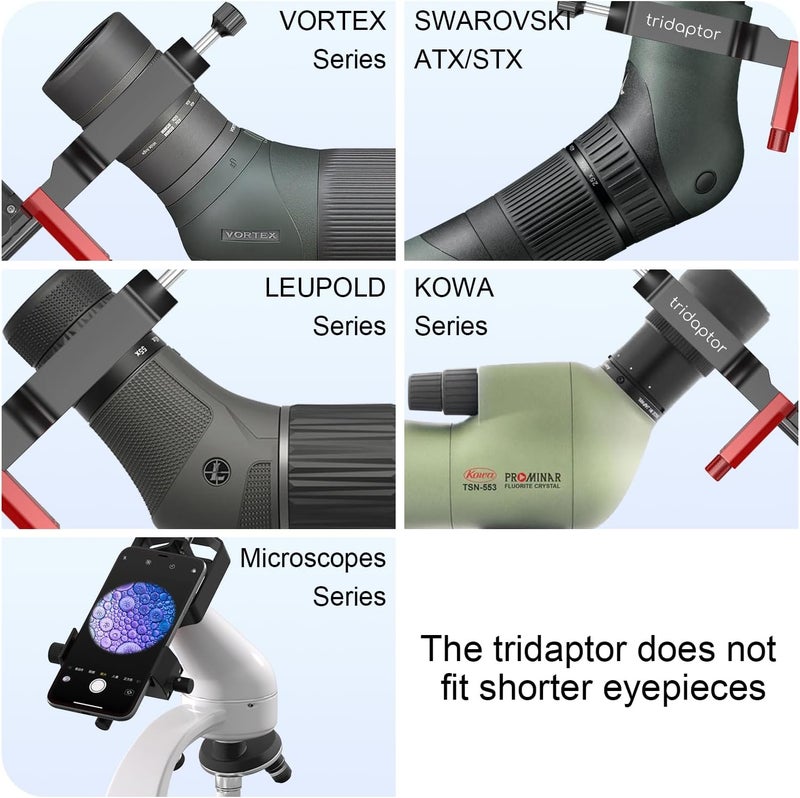 MOVE-SHOOT-MOVE tridaptor - Universal Digiscoping Adapter | High-Precision Phone to Telescope 3-Axis Metal Holder Mount for Spotting Scope Monocular Microscope|Fits 2.4" Eyepiece Max&Most Cell Phone Camera - Image 5